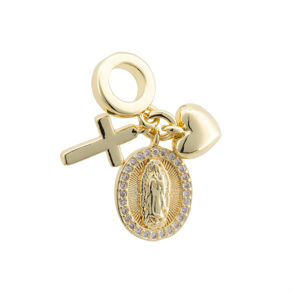 Dije Virgen de Guadalupe con Cruz y Circonia 11x2mm Dorado