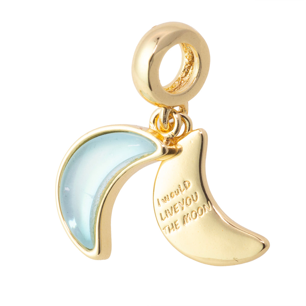 Dije Luna Azul 11x2mm Dorado