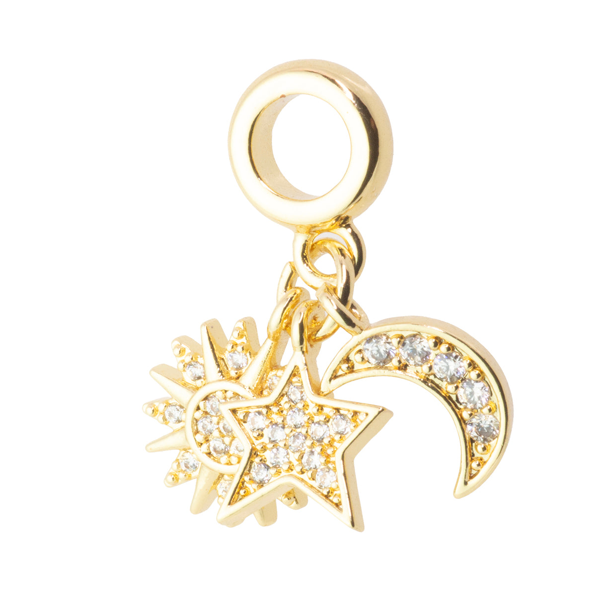 Dije Sol Luna Estrella 11x2mm Dorado