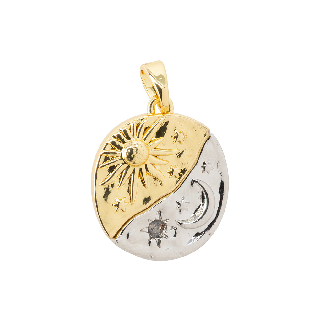 Dije Sol y Luna 21x18mm Dorado Plateado