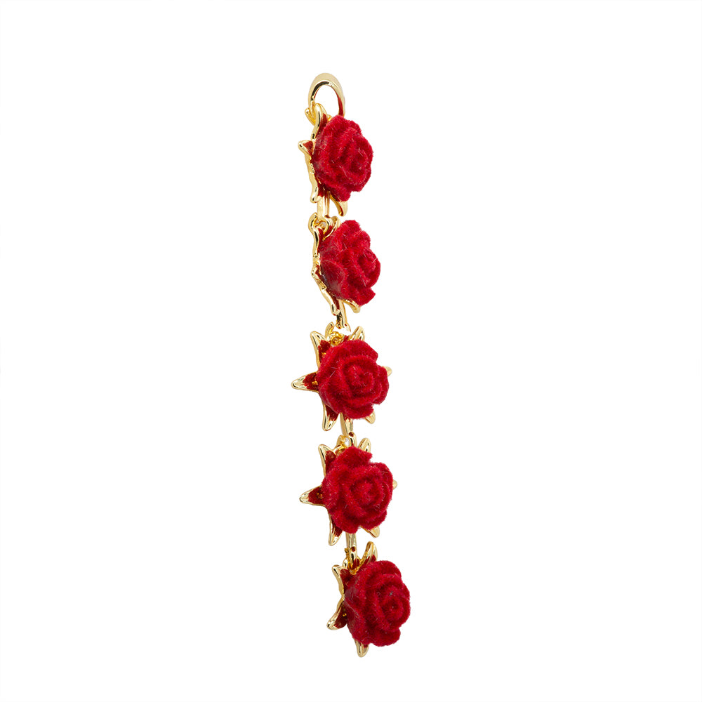Dije Largo Rosas con Terciopelo Rojo 63x13.5mm Dorado