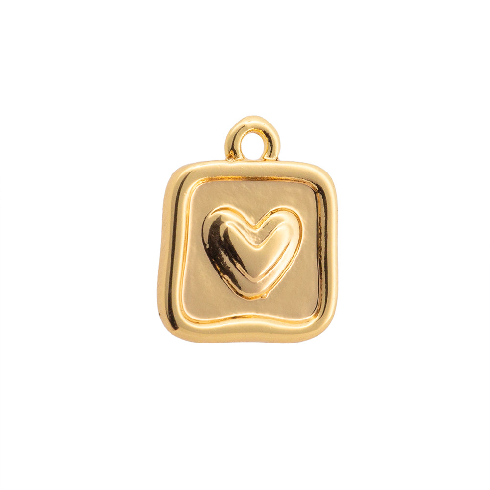 Mini Dije Corazón Cuadro 12x9.5mm Dorado