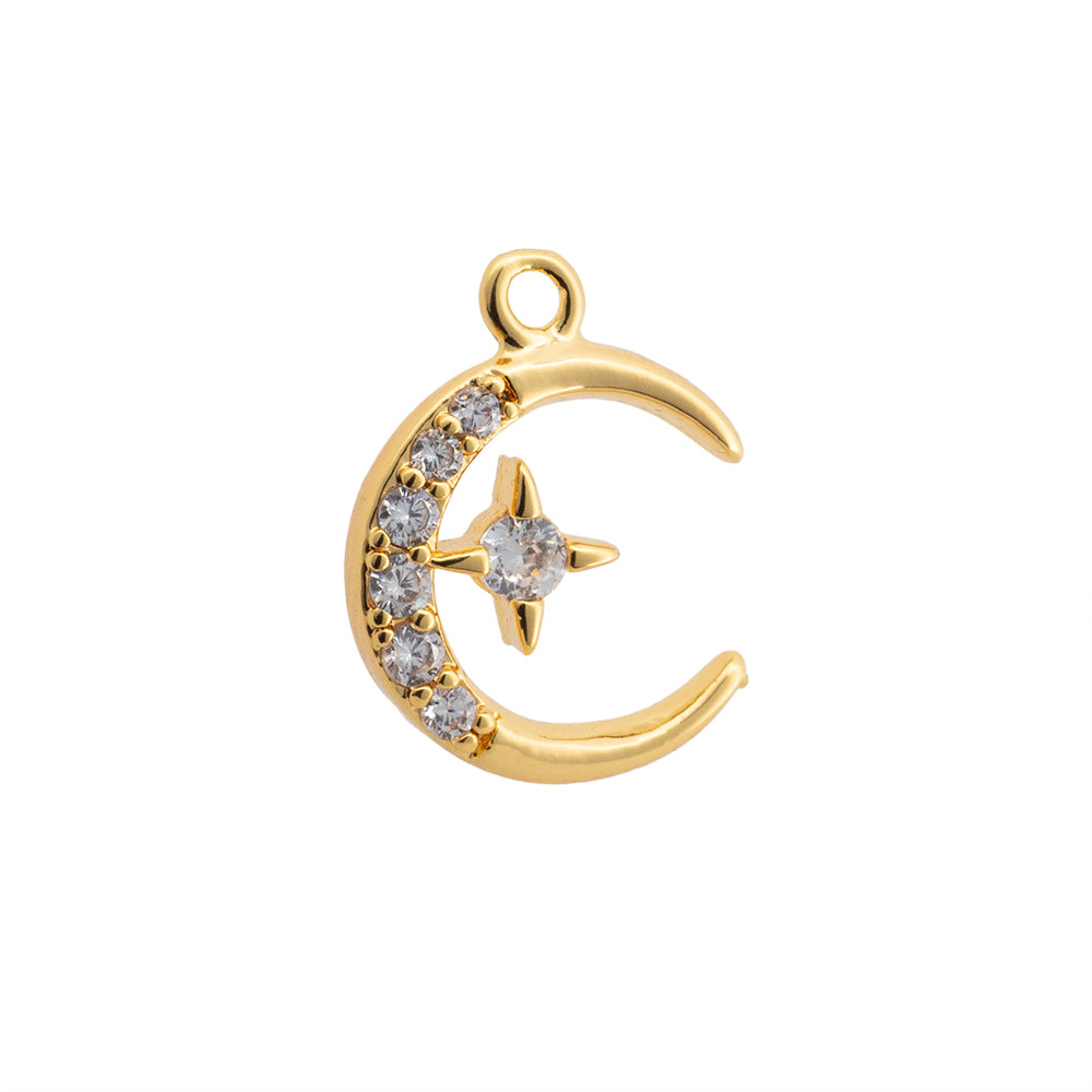 Mini Dije Luna Estrella con Circonia 15x11.5mm Dorado