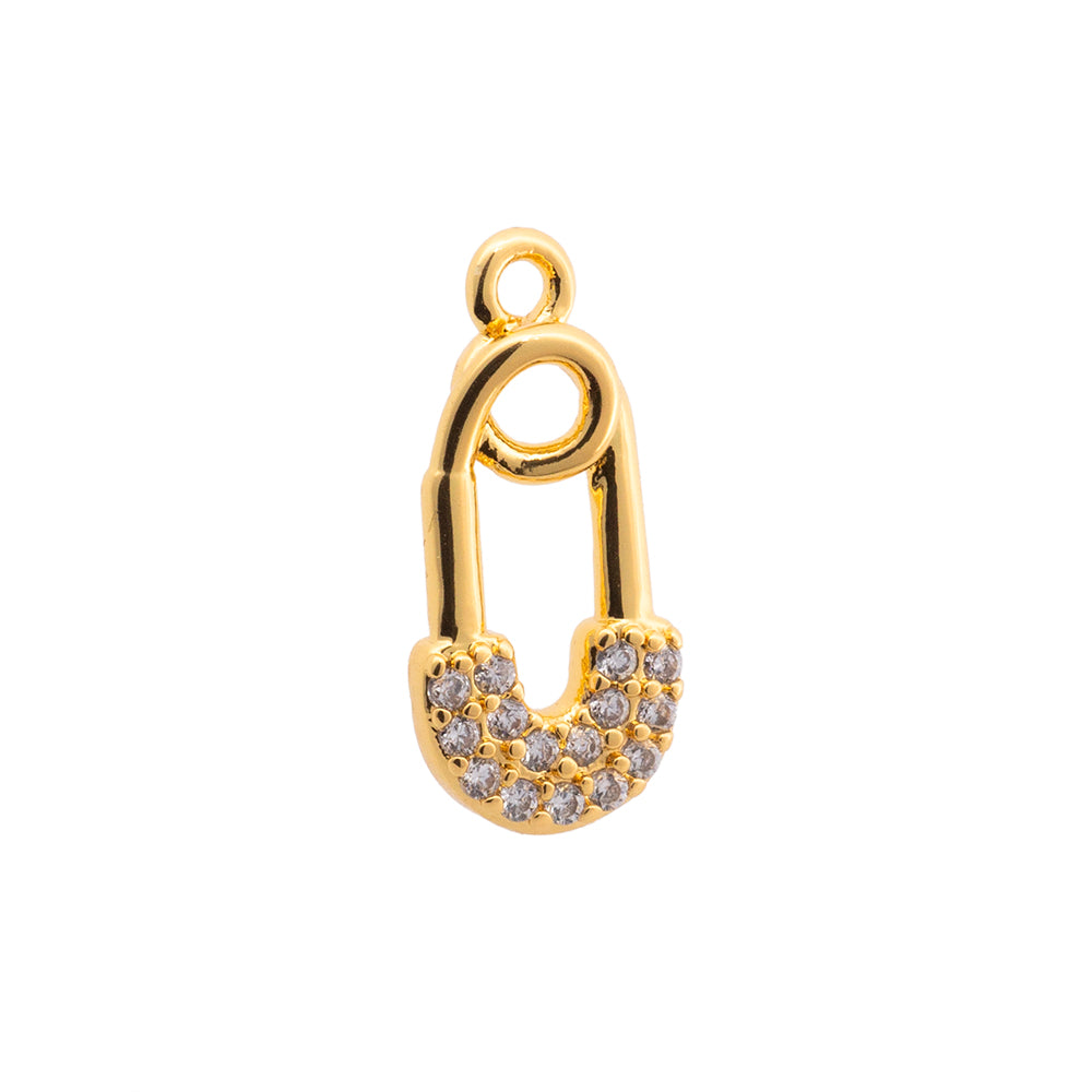 Mini Dije Seguro con Circonia 15.5x7mm Dorado