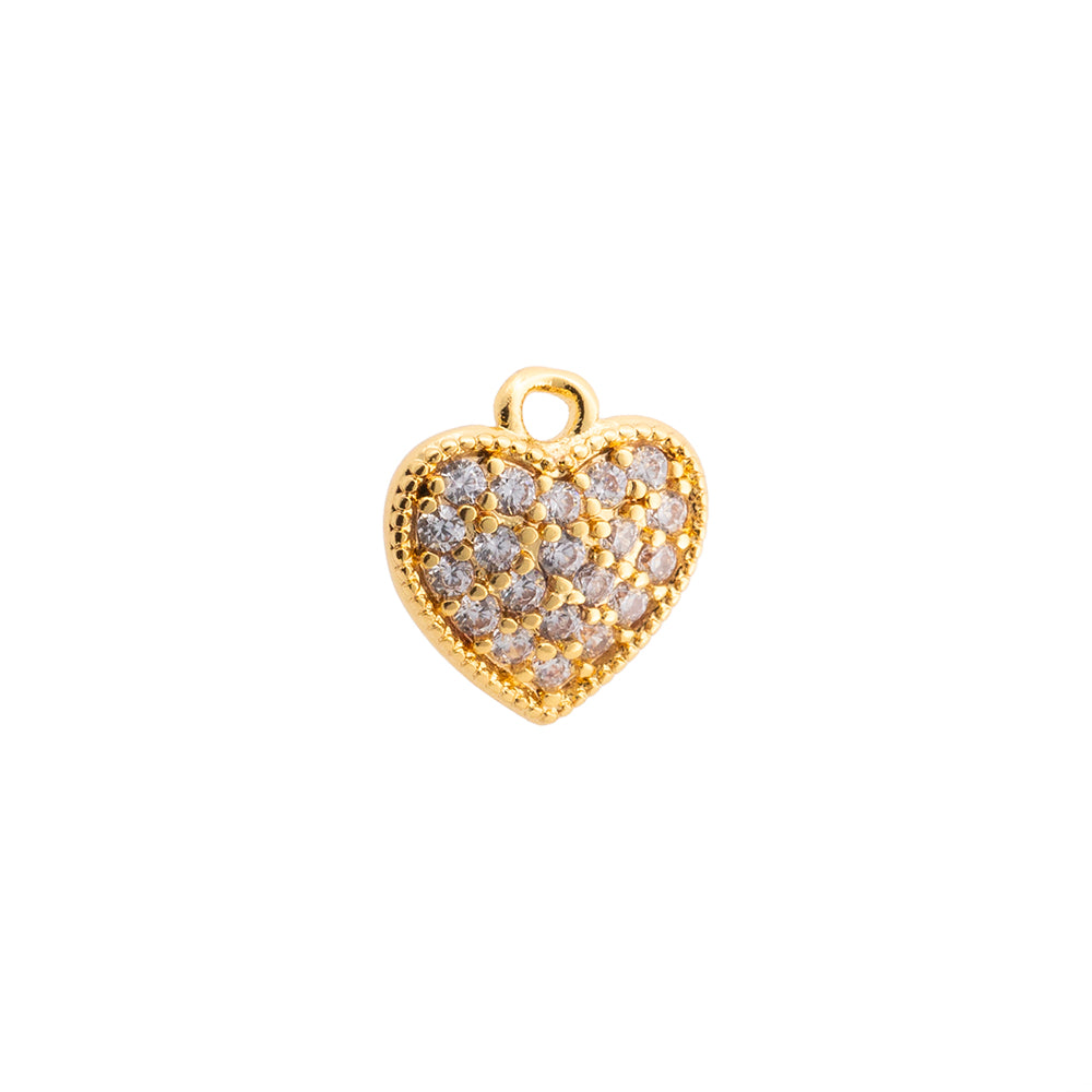 Mini Dije Corazón con Circonia 10x9.5mm Dorado