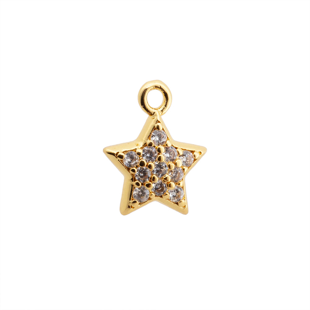 Mini Dije Estrella con Circonia 10.5x8.5mm Dorado