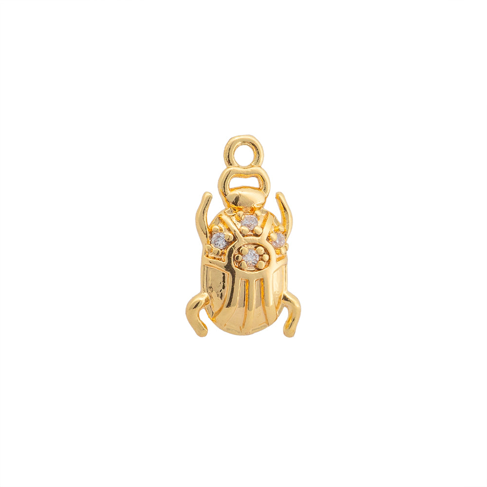 Mini Dije Escarabajo con Circonia 13x7.5mm Dorado