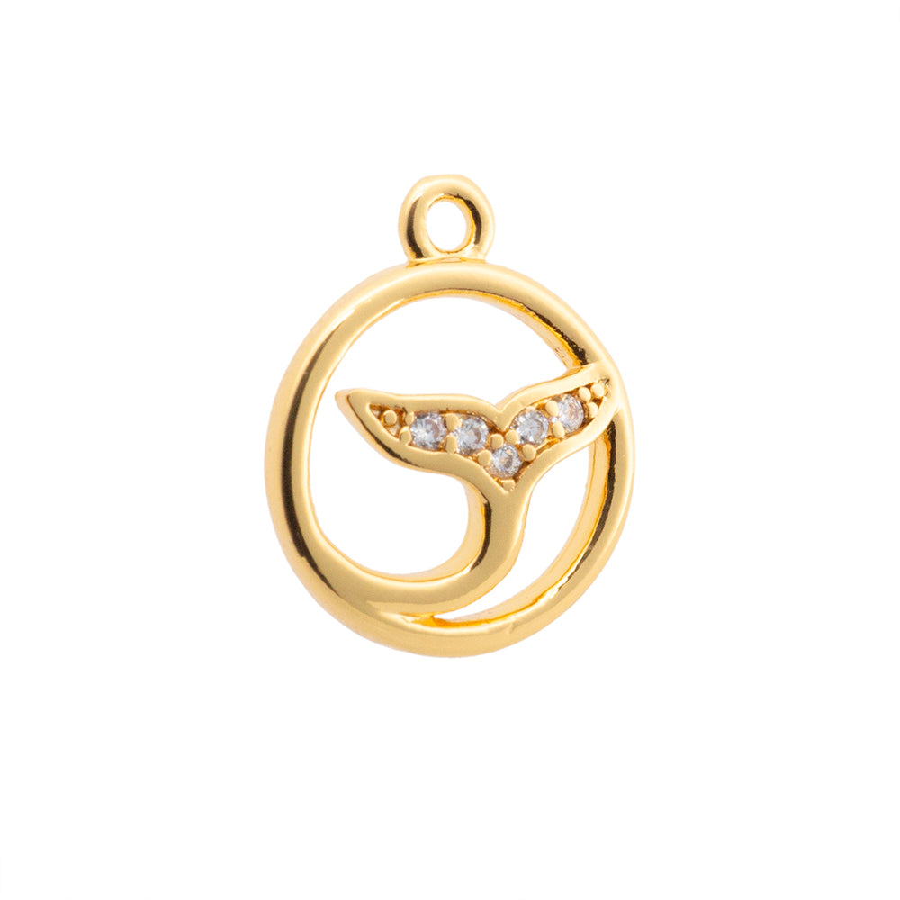 Mini Dije Cola de Ballena con Circonia 13.5x11mm Dorado