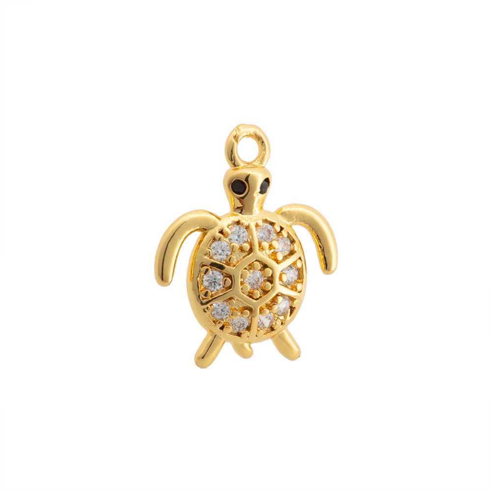 Mini Dije Tortuga con Circonia 13x10.5mm Dorado