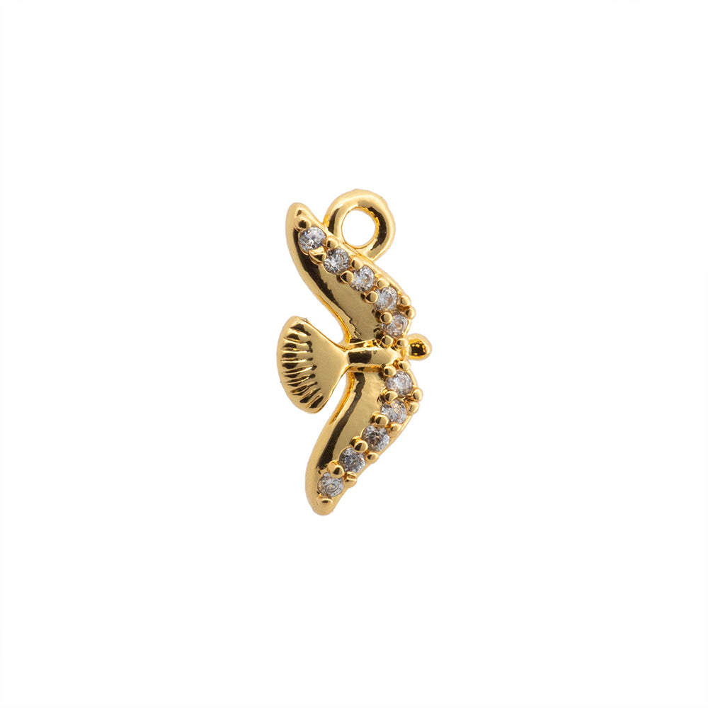 Mini Dije Paloma con Circonia 12x6mm Dorado