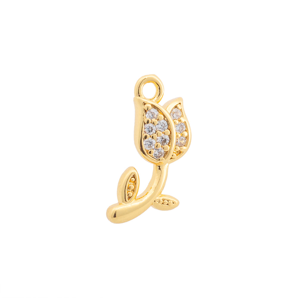 Mini Dije Rosa con Circonia 12x6mm Dorado