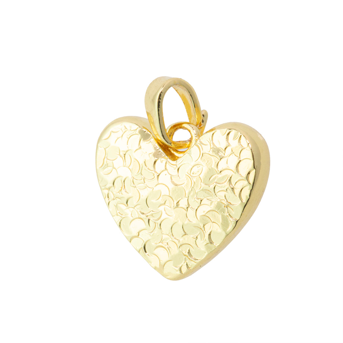 Dije Corazón Martillado 15x13mm Dorado