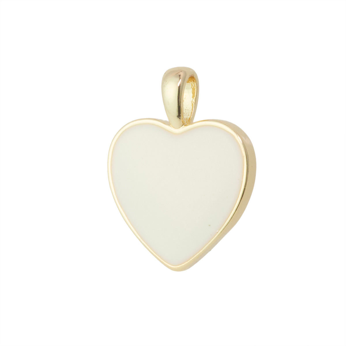 Dije Corazón Esmaltado Blanco 13.5x17.5mm Dorado