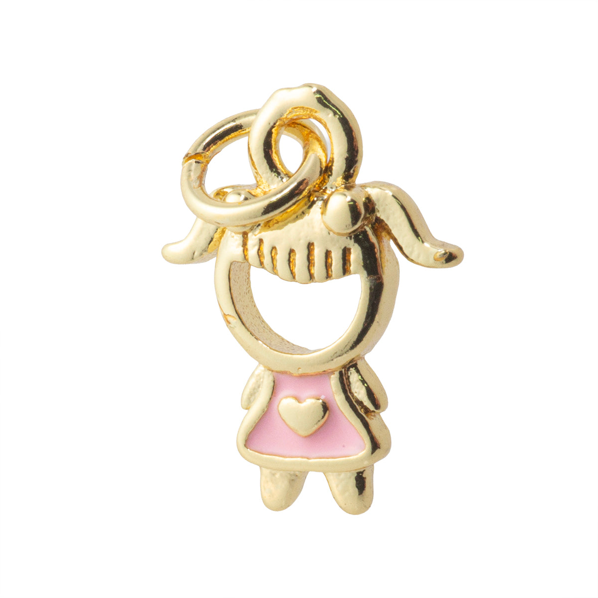 Dije Niña Esmaltada Rosa 14x6.5mm Dorado