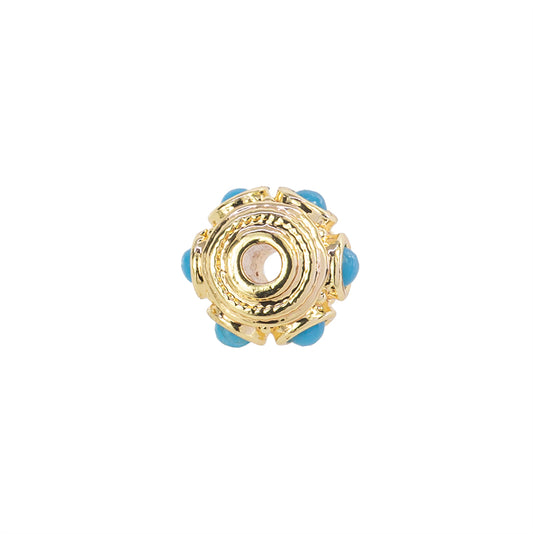 Separador Chapa con Turquesa 5.5x8mm Dorado