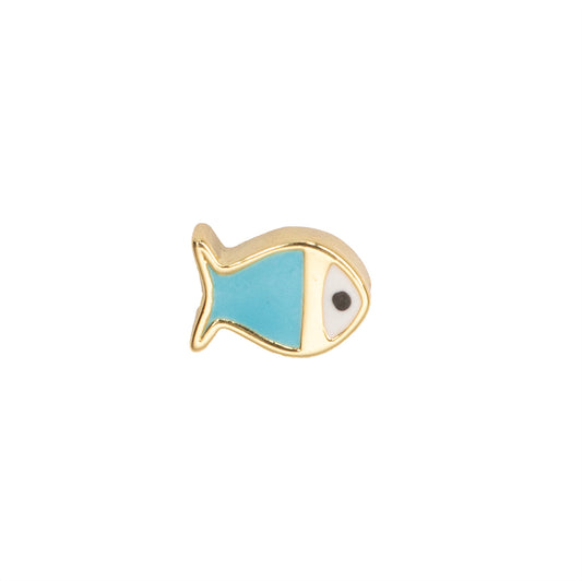 Separador Chapa Pez con Esmalte Azul 8.2x5.8mm Dorado