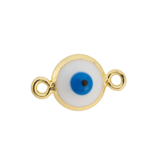 Separador Ojo Esmaltado Blanco 14x8mm Dorado