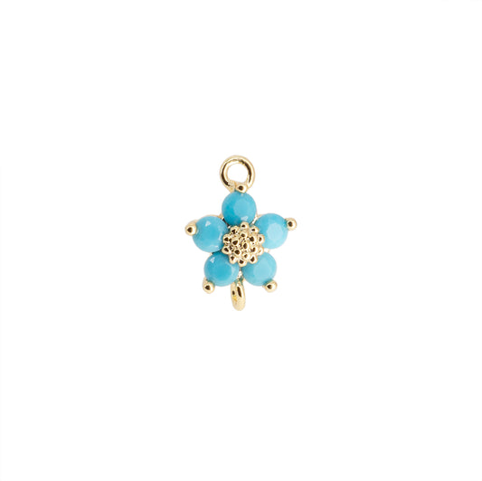Separador Flor Azul 11x8mm Dorado