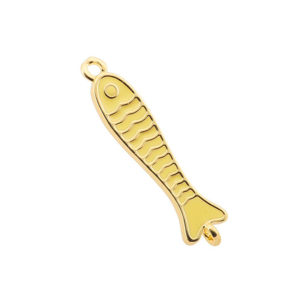 Separador Pez Esmaltado Amarillo 29x6mm Dorado