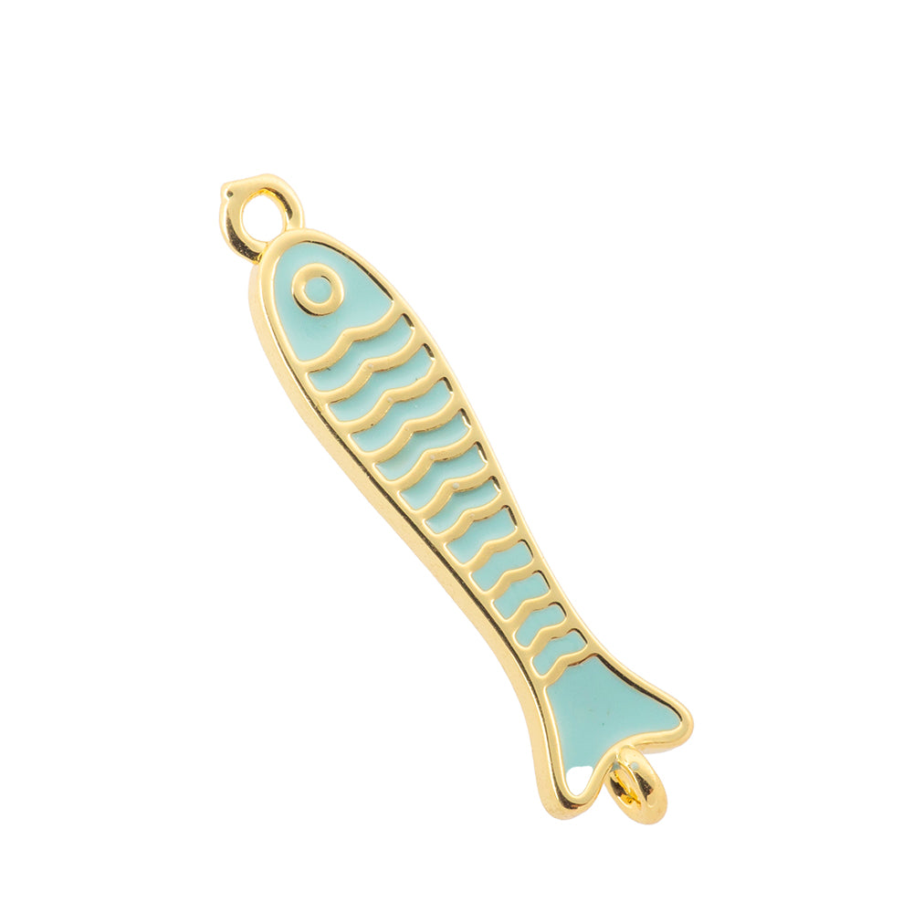 Separador Pez Esmaltado Azul 29x6mm Dorado