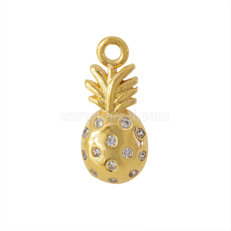 Dije Chapa con Circonia Piña 12.5x6mm Dorado