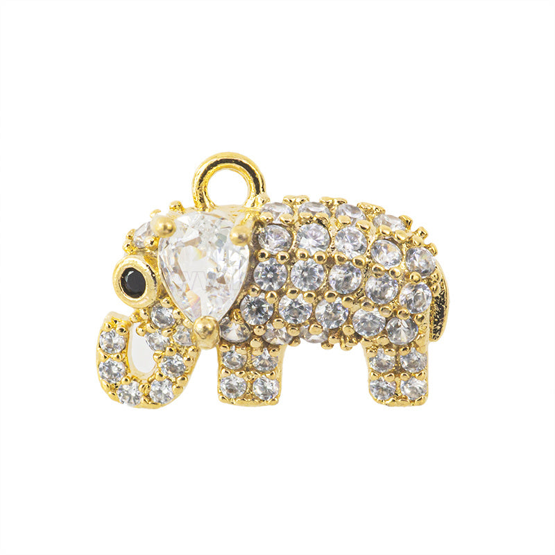 Dije Chapa con Micro Pave Elefante 9x12mm Dorado