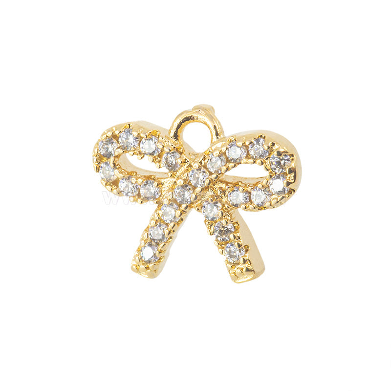 Dije Chapa con Circonia Moño 8x10.5mm Dorado