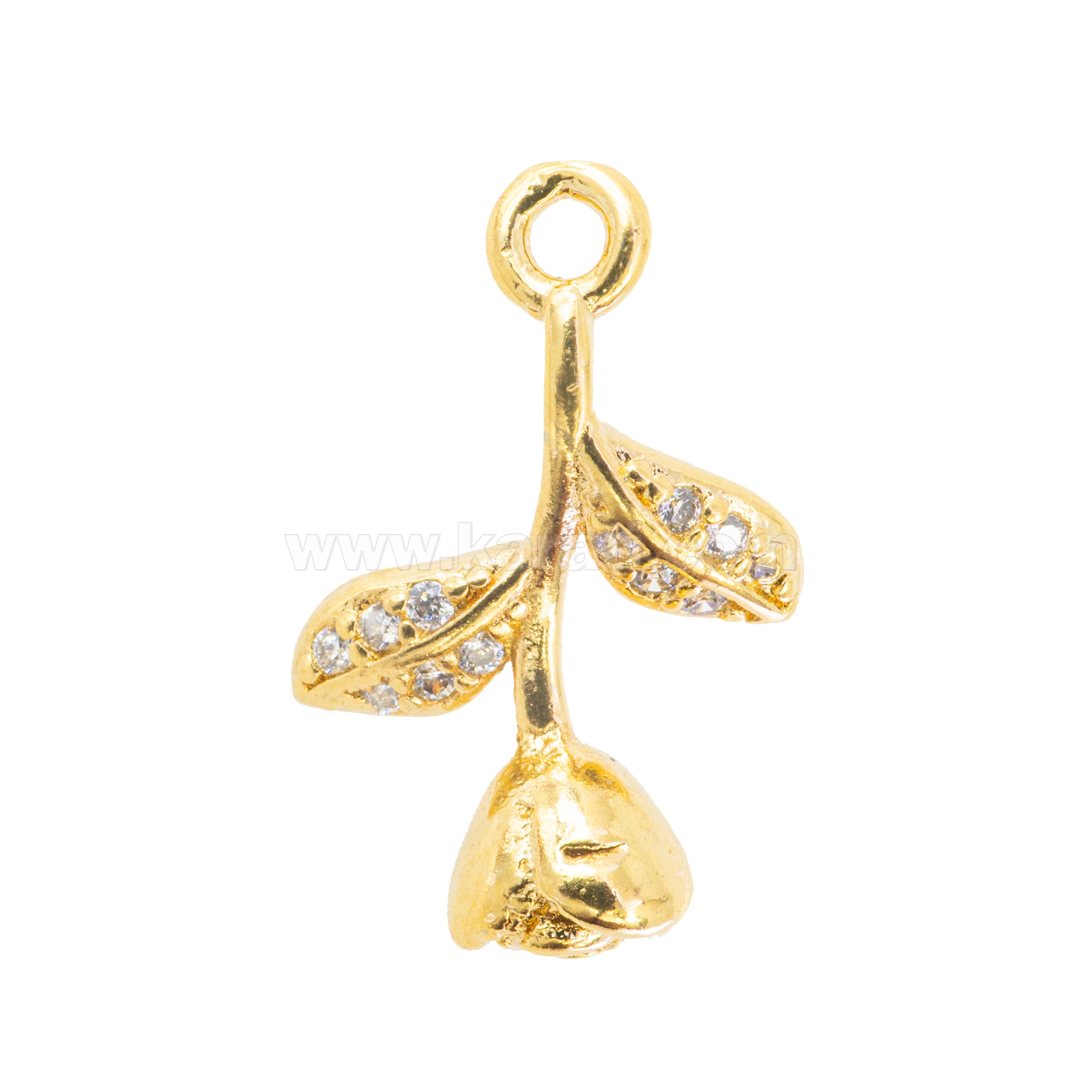 Dije Chapa con Circonia Rosa 16.5x11mm Dorado