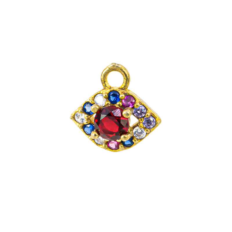 Dije Chapa con Circonia Ojo 8mm Dorado