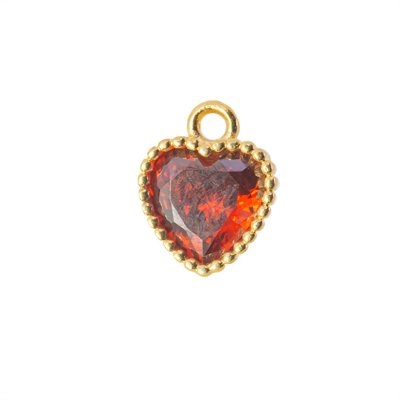 Dije Chapa con Circonia Corazón 9x7mm Dorado