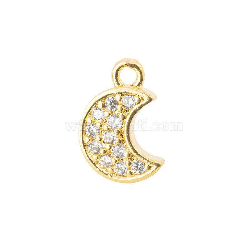 Dije Chapa con Circonia Luna  9.5x6.5mm Dorado