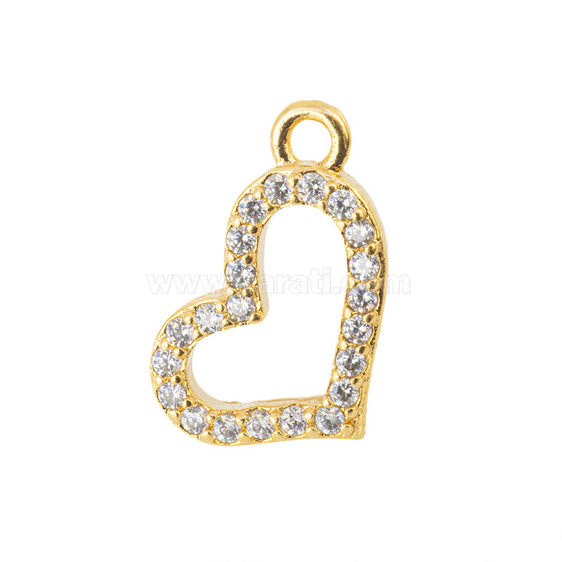 Dije Chapa con Circonia Corazon 8x12.5mm Dorado