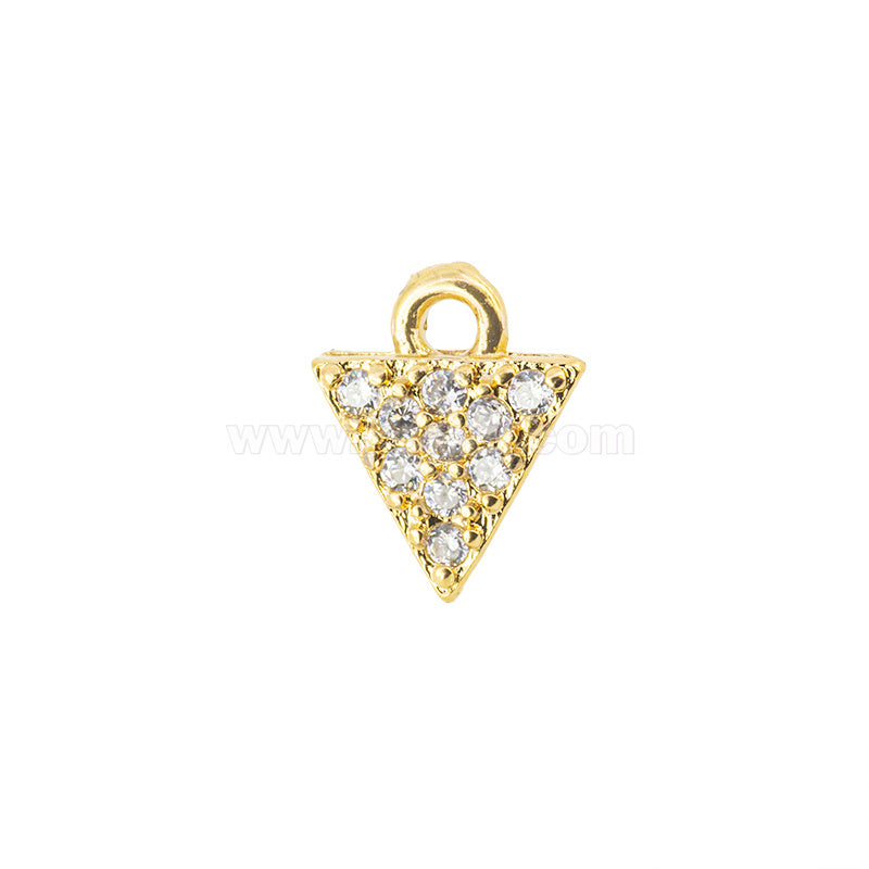 Dije Chapa con Circonia Triangulo 8x6.5mm Dorado
