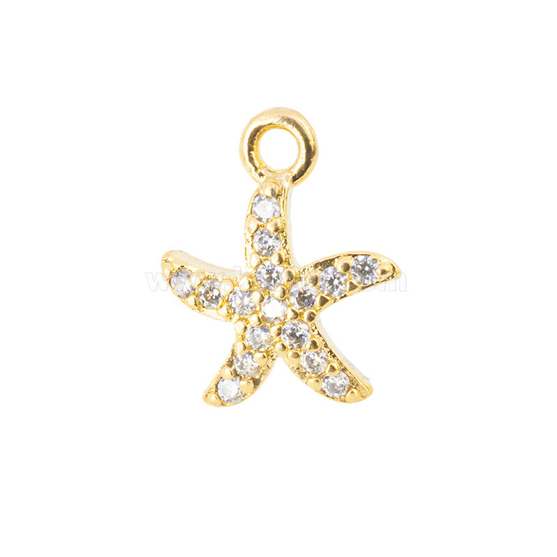 Dije Chapa con Circonia Estrella de Mar 10x8.3mm Dorado