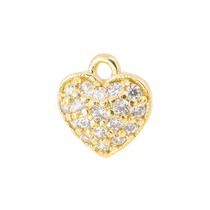 Dije Chapa con Circonia Corazón 8.5x8mm Dorado