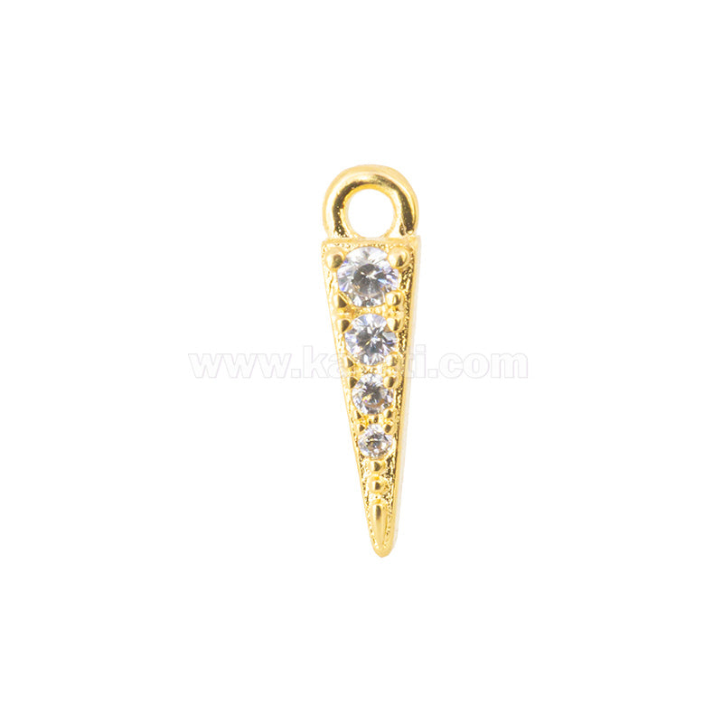 Dije Chapa con Circonia Punta 11.5x3mm Dorado