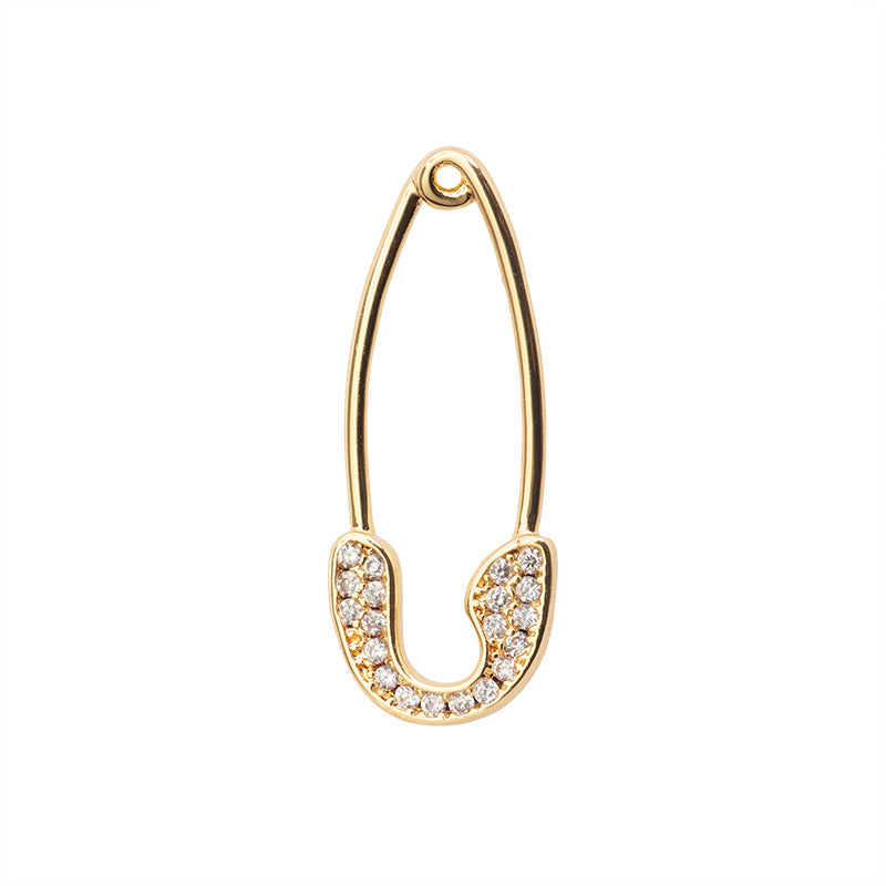 Dije Chapa con Circonia Seguro 25x10mm Dorado