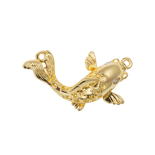 Dije chapa Koi Fish con Circonia 14.5x21.6mm Dorado