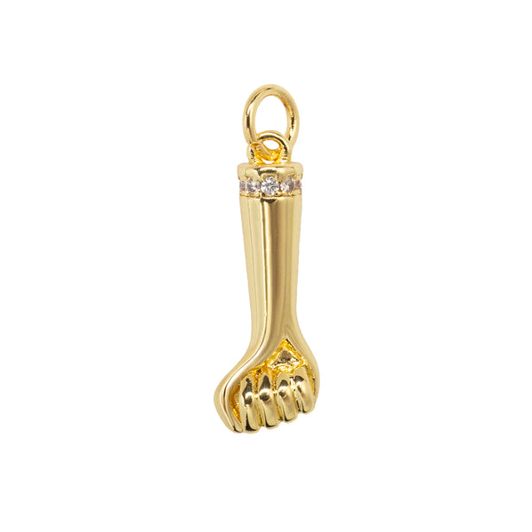 Dije Chapa Puño con Circonia 20x7mm Dorado
