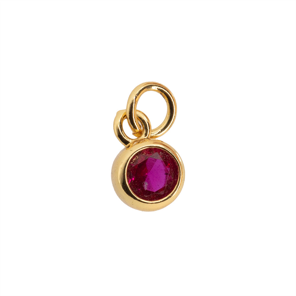 Dije Redondo Circonia Rojo 9x6.3mm Dorado