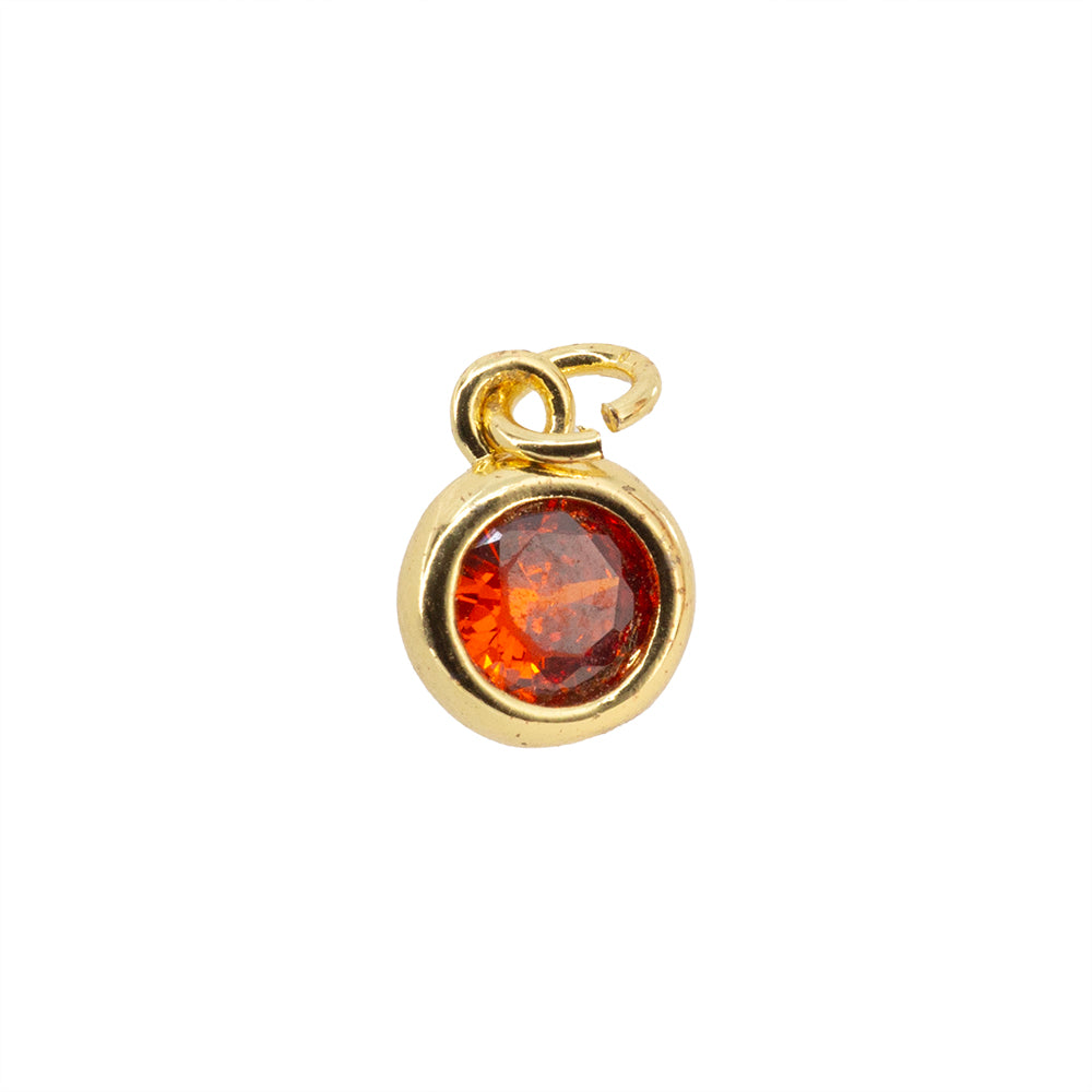 Dije Redondo Circonia Naranja 9x6.3mm Dorado