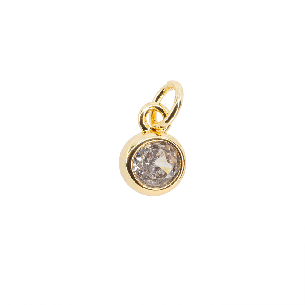 Dije Redondo Circonia Blanco 9x6.3mm Dorado