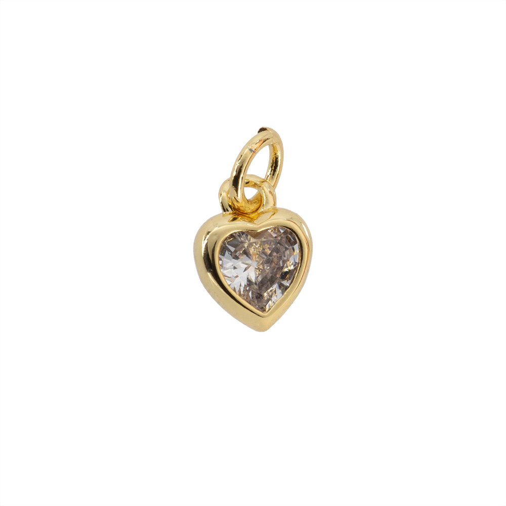 Dije Corazón Circonia Blanco 9x7mm Dorado