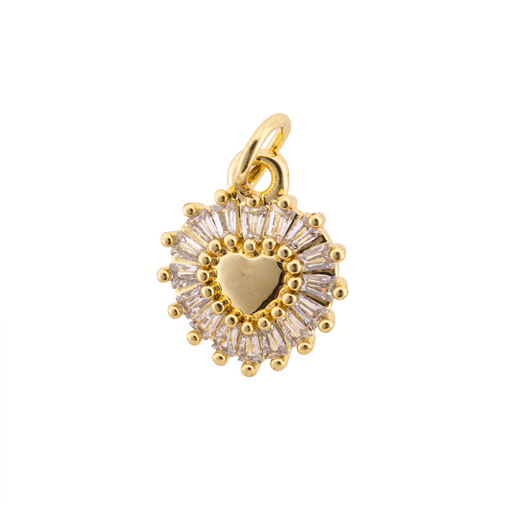 Dije Corazón Redondo con Circonia 13x11mm Dorado
