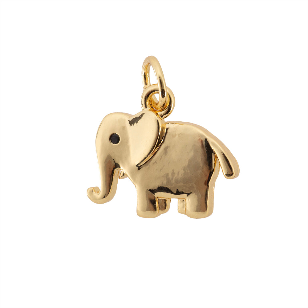 Dije Elefante con Circonia 12.5x15mm Dorado