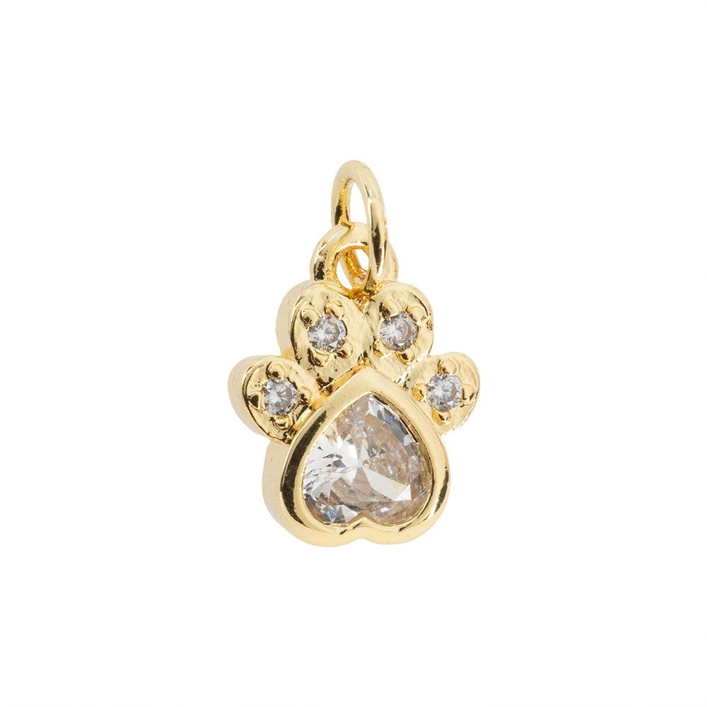 Dije Huella de Perro con Circonia 12x9.3mm Dorado