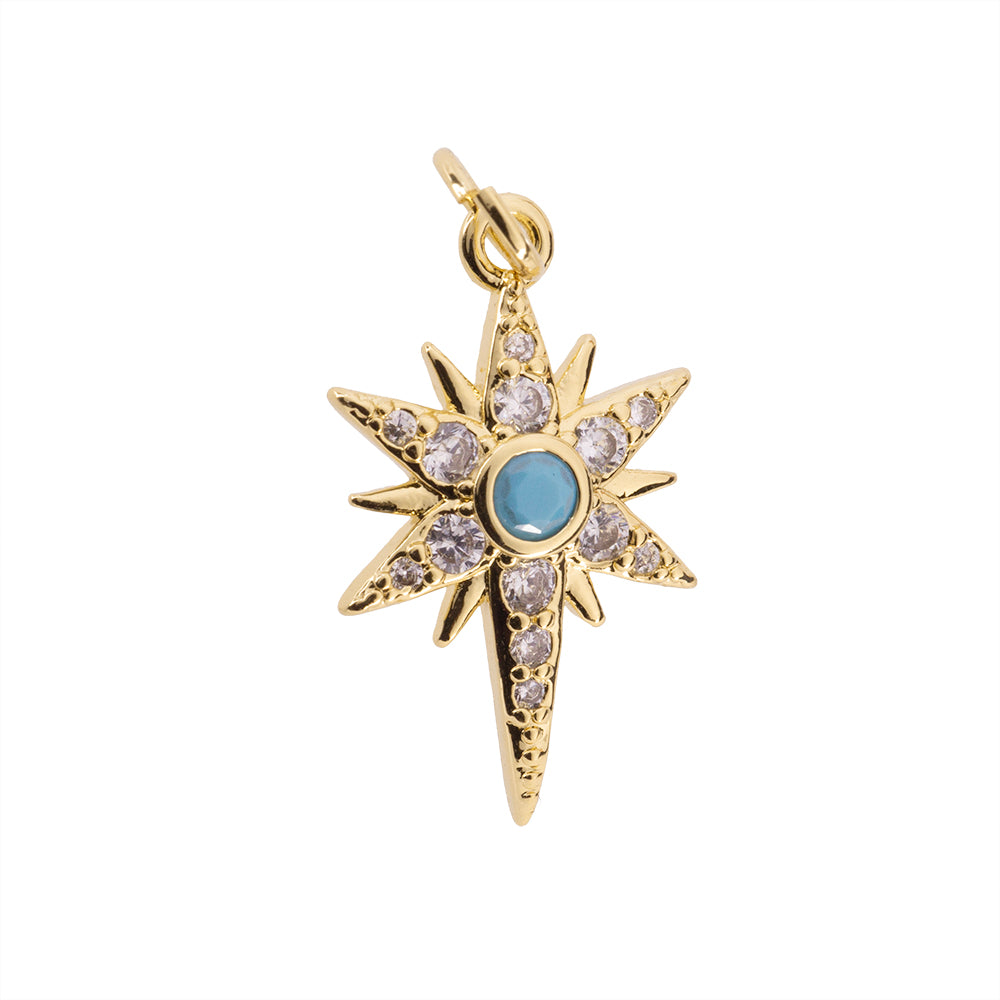 Dije Estrella con Circonia 20x12mm Dorado