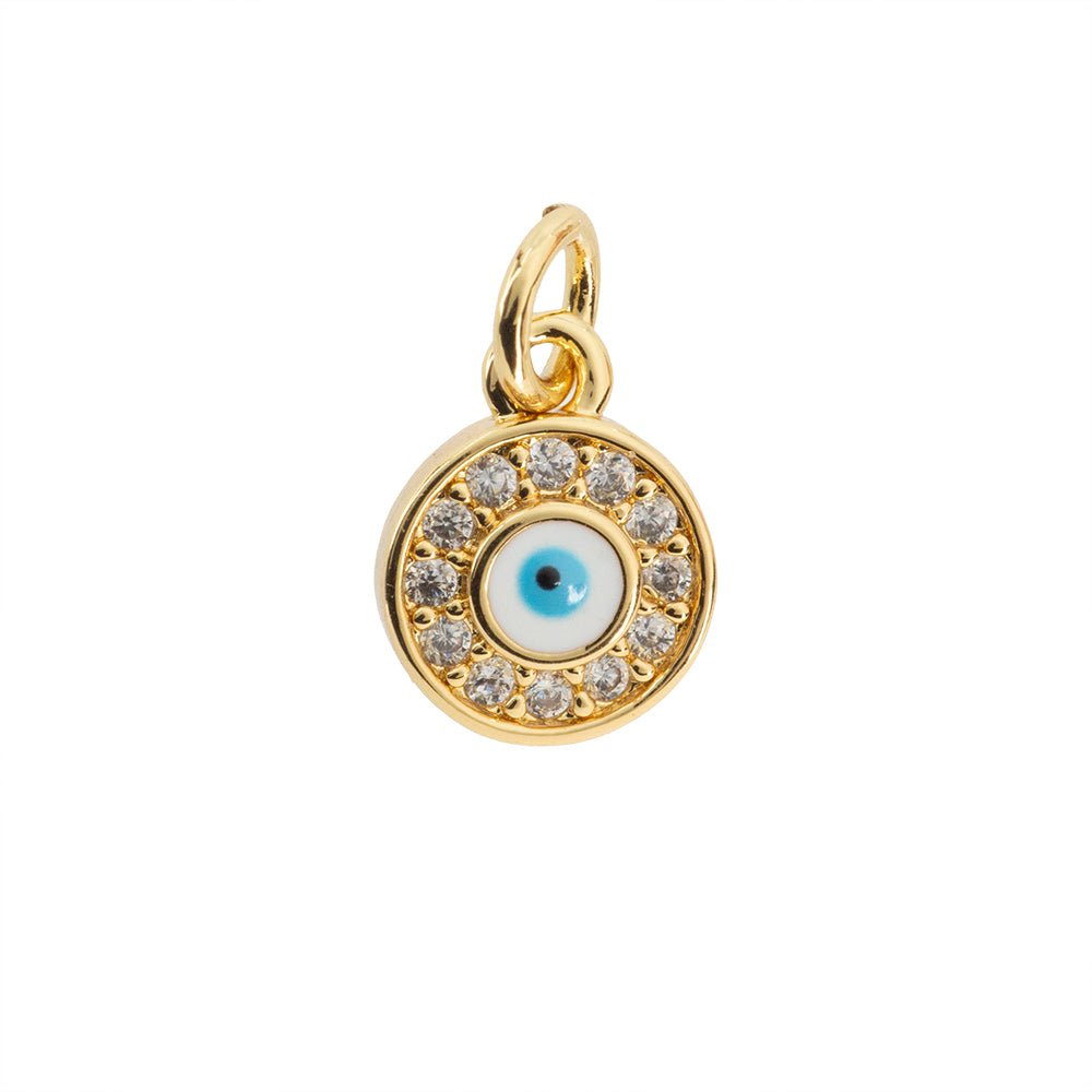 Dije Ojo Redondo con Circonia 10.5x8mm Dorado
