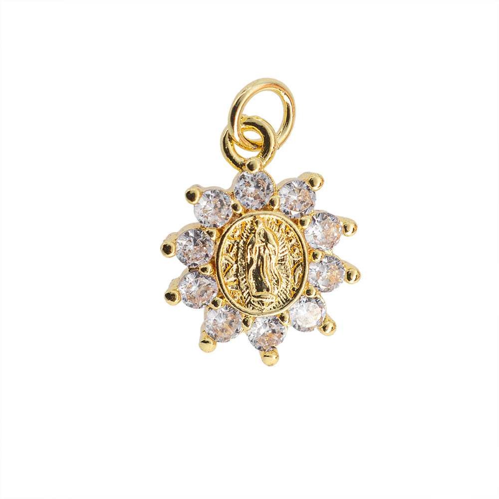 Dije Virgen de Guadalupe con Circonia 16x13mm Dorado