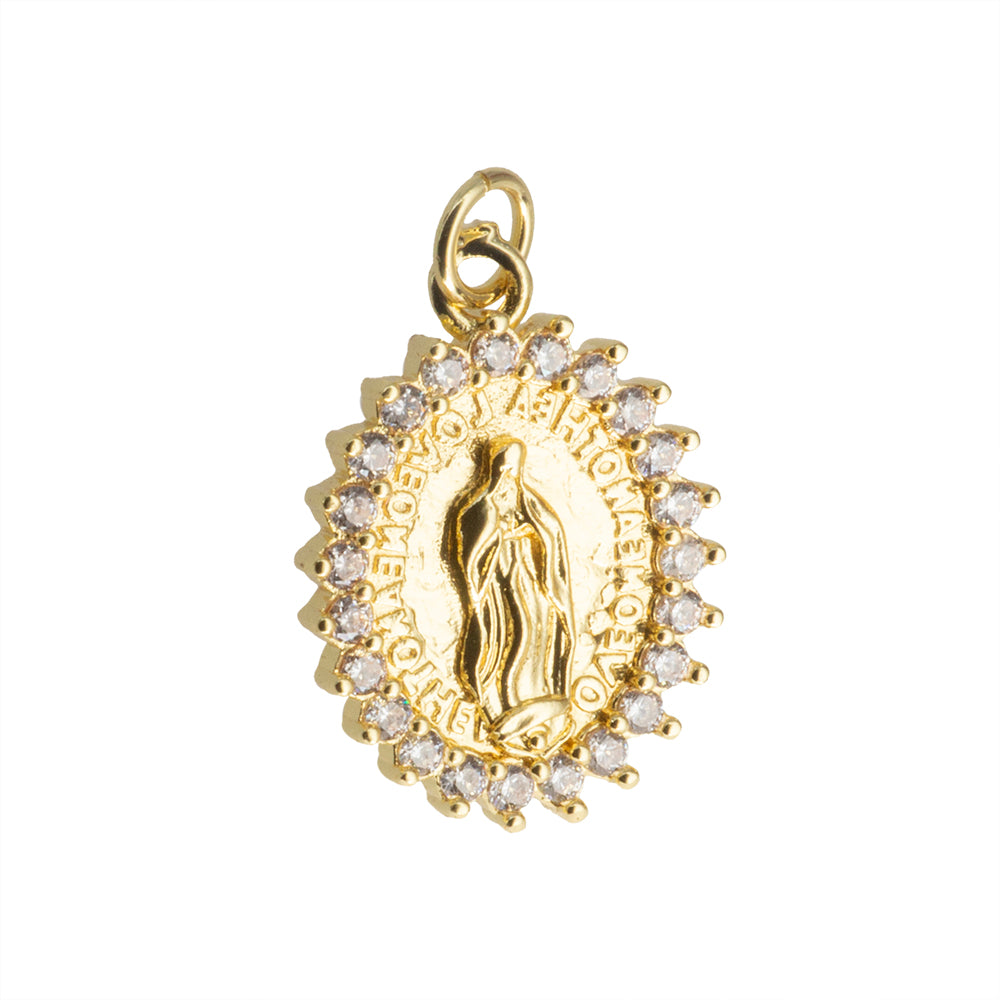 Dije Virgen de Guadalupe Oval con Circonia 21.5x16mm Dorado
